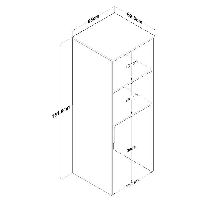 Hanah Home KD110 - 3192 Gabinete para Lavadora, Blanco, 65cm Ancho x 181.8cm Alto x 62.5cm Profundo